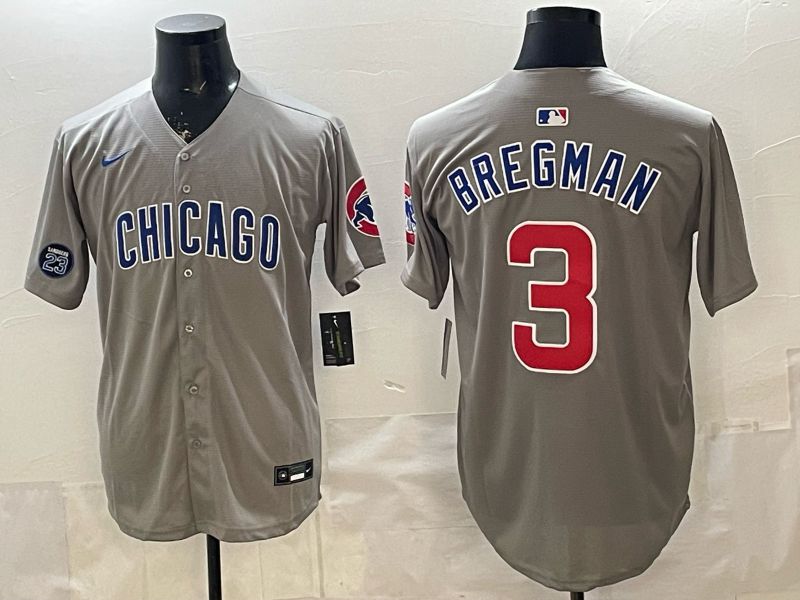 Men 2026 Chicago Cubs #3 Bregman Grey Game Nike MLB Jersey style 006->chicago cubs->MLB Jersey